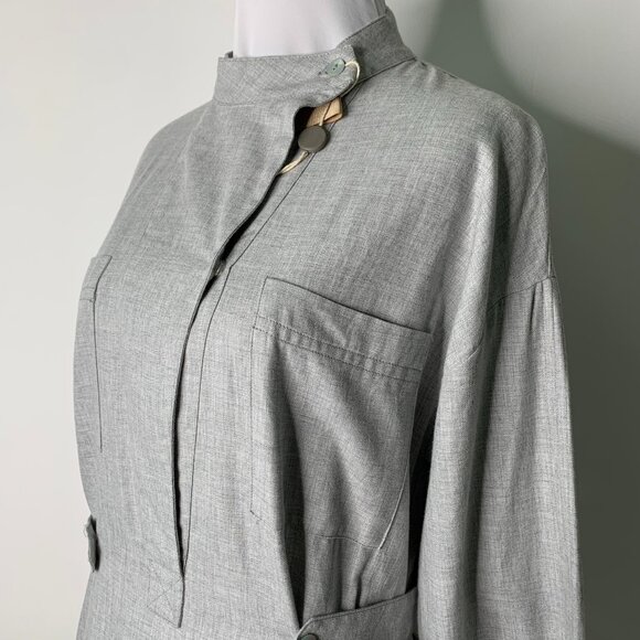 NWT Bohelle Women's Gray Long Sleeve Midi Mock Neck Cotton Dress Size 42 / M - Picture 3 of 15